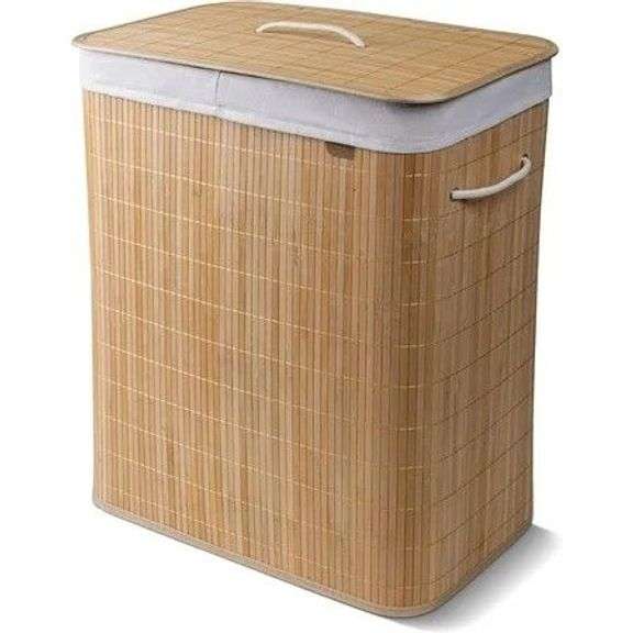 CleverMade Bamboo Double Hamper LUXE - Natural Bamboo/Cream image
