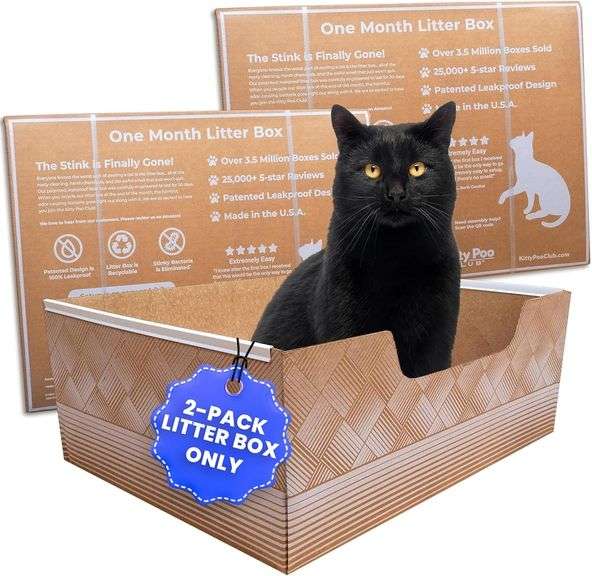 Leakproof Disposable 2-Pack Cat Litter Box Only - Made in Th image