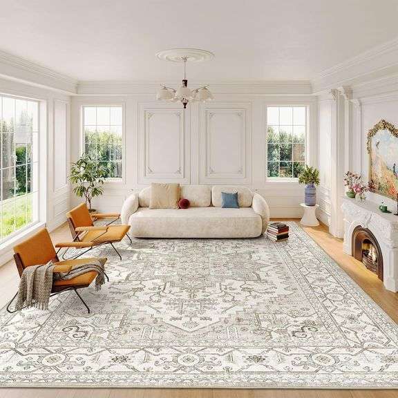 8x10 Area Rugs for Living Room, Stain Resistant Neutral Wash image