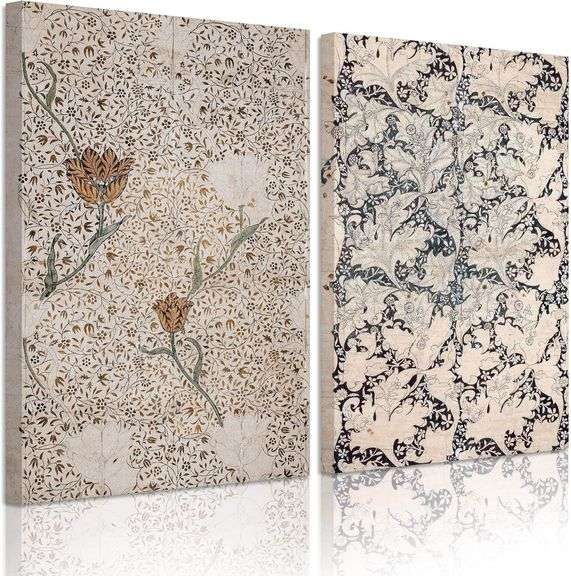 Vintage Botanical Wall Art Prints Set of 2 Antique Sketch Wa image