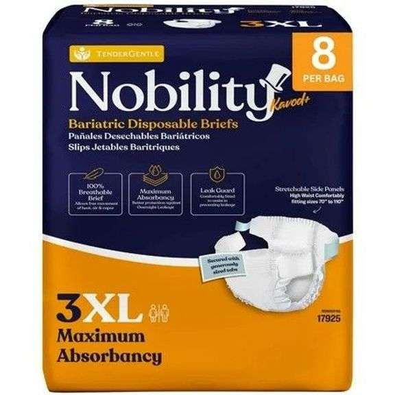 Tender Gentle 3XL Adult Diapers for Women and Men - 8 Bariat image