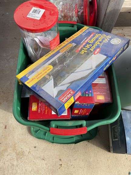 Tote of miscellaneous Christmas decorations image