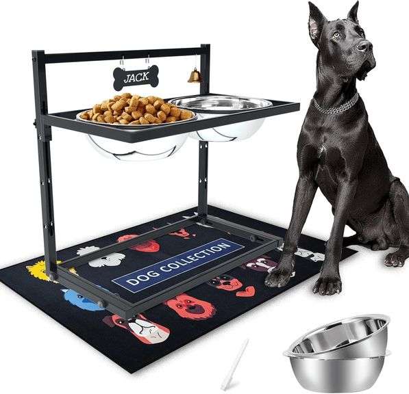 - Elevated Dog Bowls for Extra Large Dogs with Mat,Raised Do image