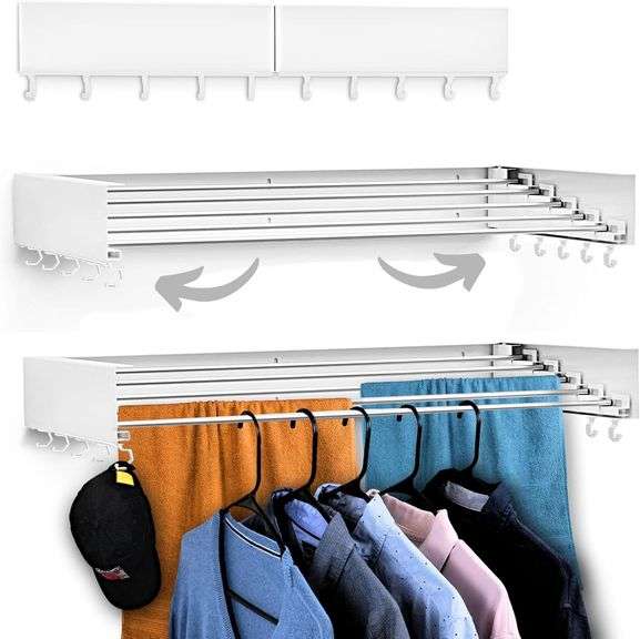 Wall Mounted Laundry Drying Rack, Retractable & Foldable, 31 image