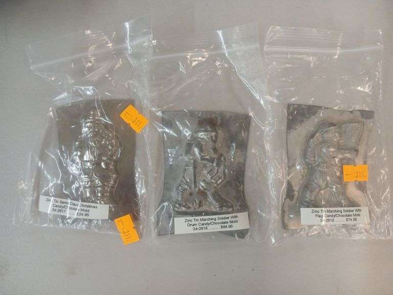 Zinc tin can molds and vintage mirror image