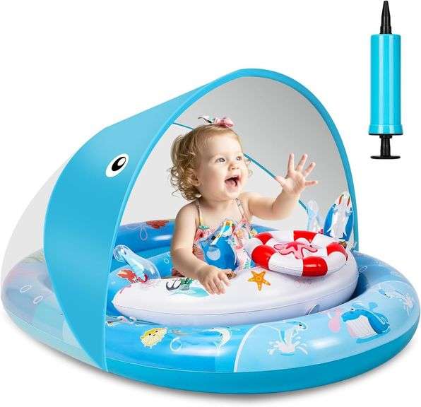 Baby Pool Float with UPF50+ Sun Protection Canopy, Inflatabl image