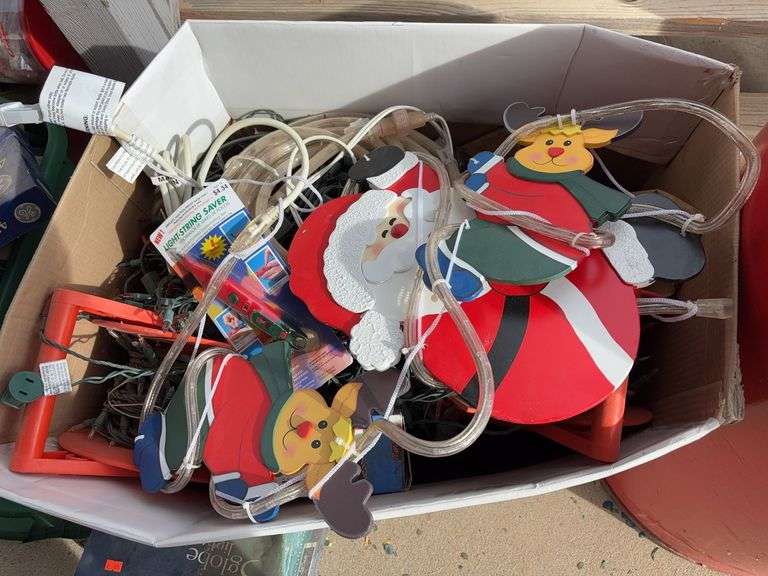 Box of miscellaneous Christmas decorations image