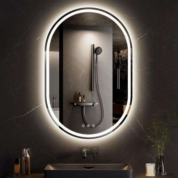 $130 LED Bathroom Mirror with Lights 24 x 36 Inch, Oval LED image
