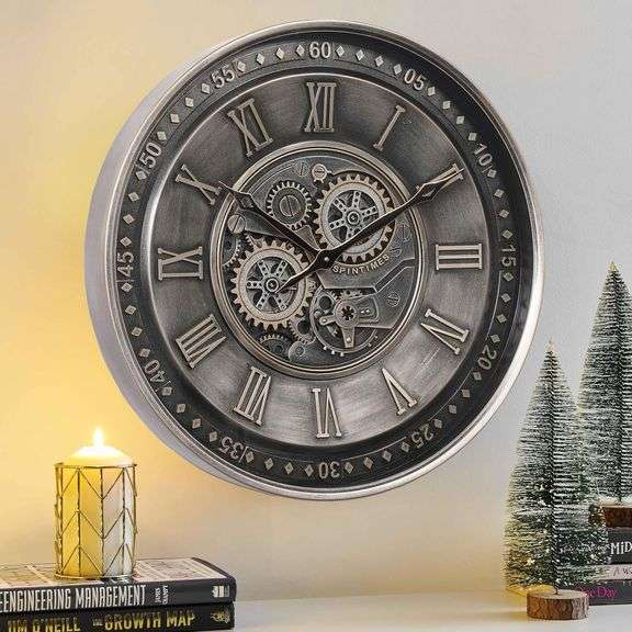 $150 CLXEAST 24 Inch Large Moving Gear Wall Clock for Living image