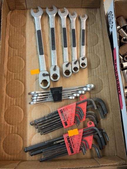Flat of hex keys and speed wrenches image