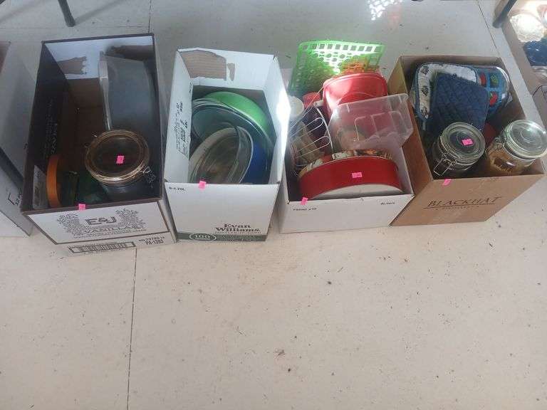 5 bins of misc kitchen supplies image