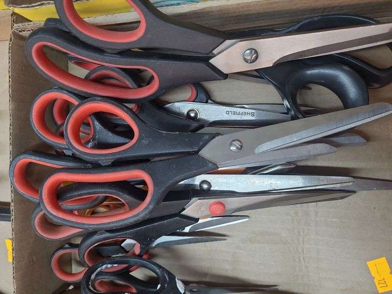 15 pairs of various sized scissors,  1 set of craftsman bit set image
