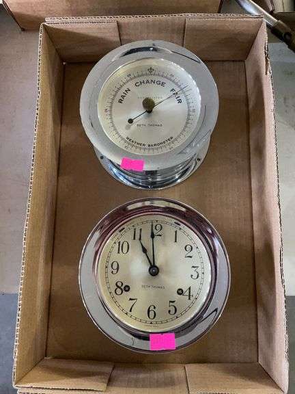 Seth Thomas clock and weather barometer image