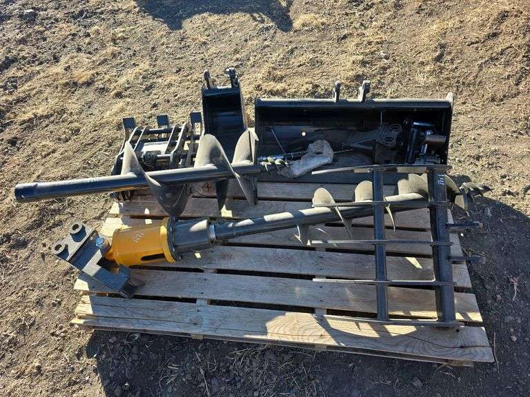 Mini Excavator Attachment Package – Buckets, Ripper, Auger w/ Bits, Grapple & Rake 9 pieces image