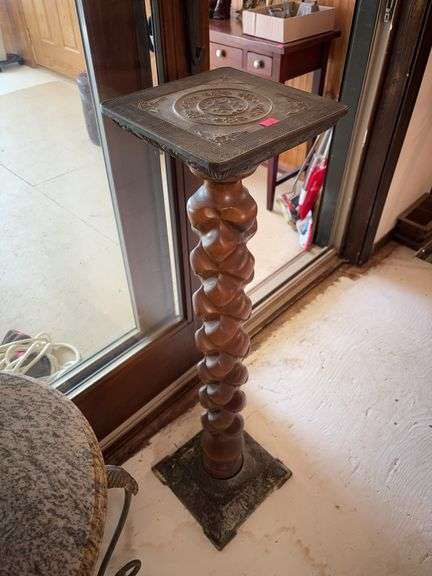Twisted wood plant stand image