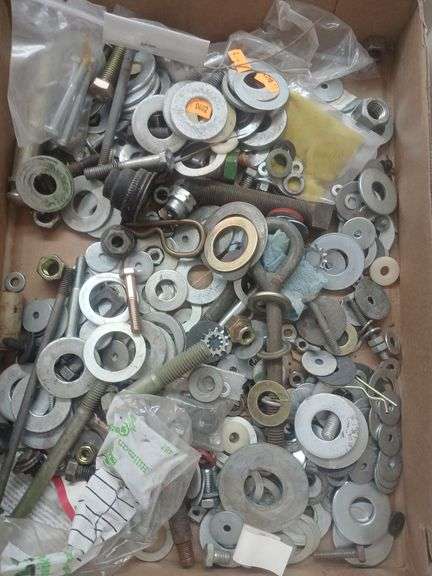 Box of misc washers and bolts. image