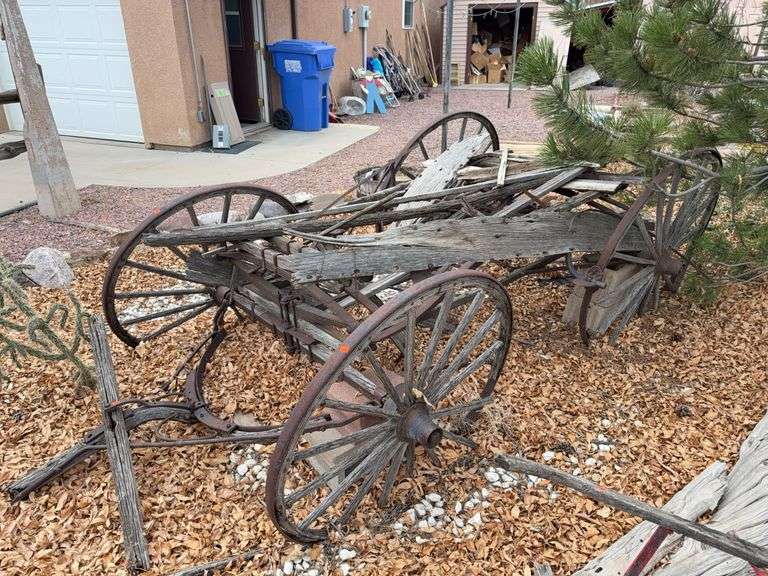 Antique Horse-Drawn Wagon Frame & Wheels – Salvage/Restoration image