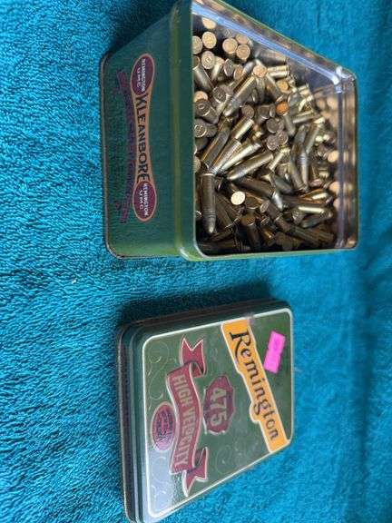 Vintage 1958–1962 Remington Kleanbore 475 High Velocity .22 LR Tin w/ ~325 Rounds – Excellent Condition Dogbone Tin image
