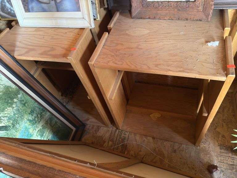 2 wooden crate tables. image