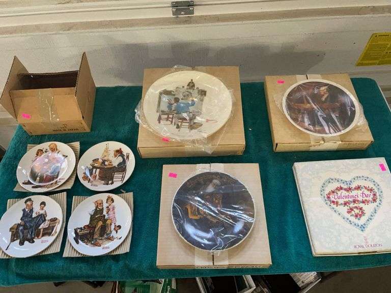 Seven Norman Rockwell plates and one royal Doulton Valentine’s Day plate image