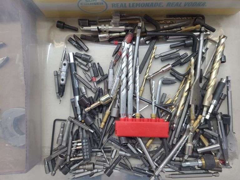 1 box of  mixed sized drill bits and Allen wrenches image