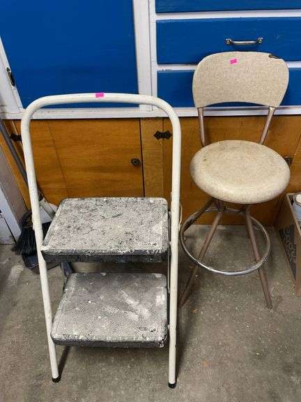 Vintage stool and step ladder image