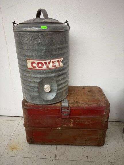 Vantage metal cooler, vintage galvanized Covey cooler image