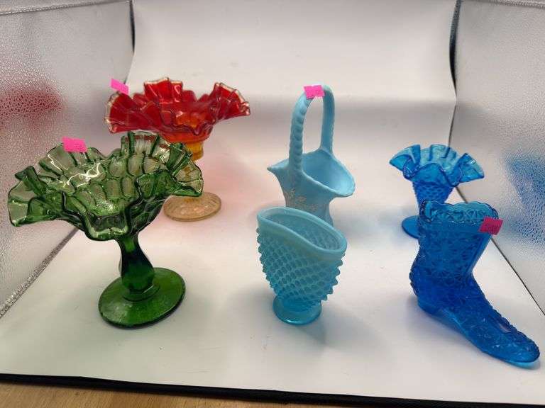 Fenton glass compotes, porcelain containers image