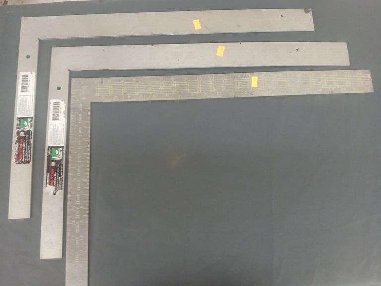 2 craftsman family squares and 1 jhon deer framing square. image