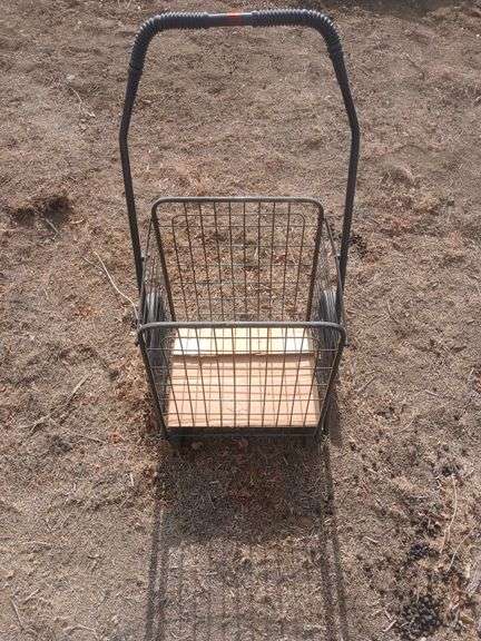 Black metal cart. image