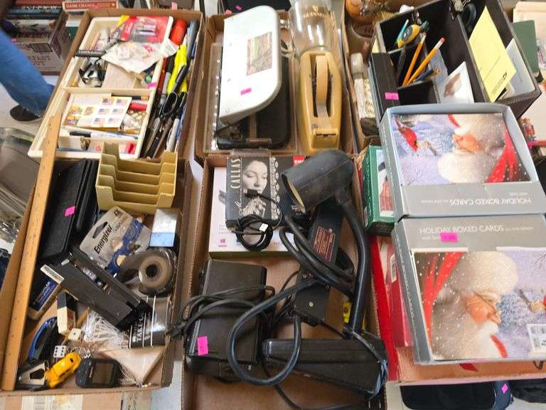 6 Boxes of Office Supplies and Holiday Boxed Cards image