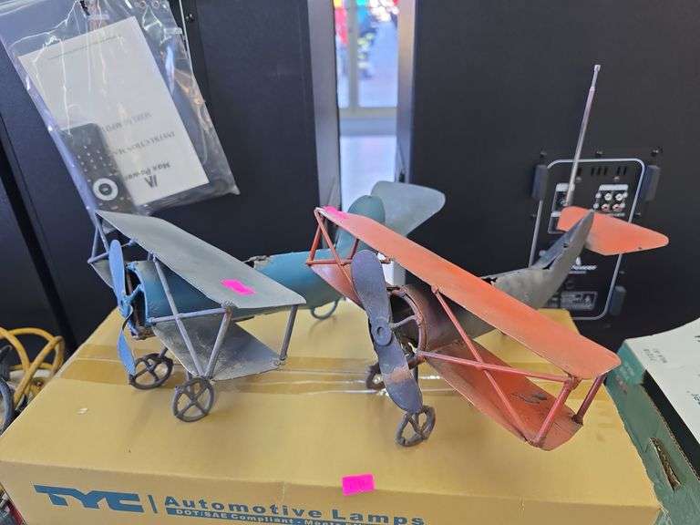 2 Vintage Metal Toy Planes image