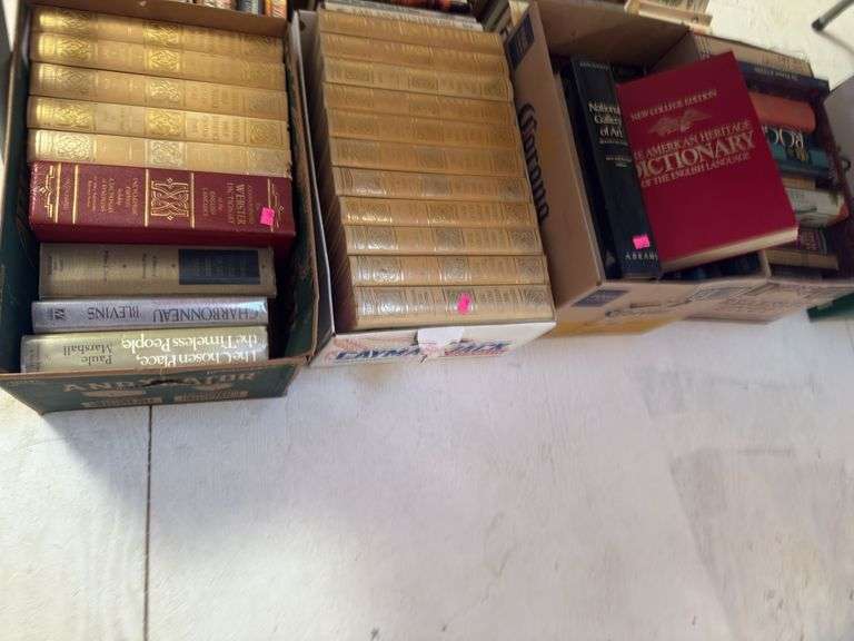 4 boxes of books, encyclopedias image