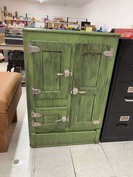 antique icebox green image