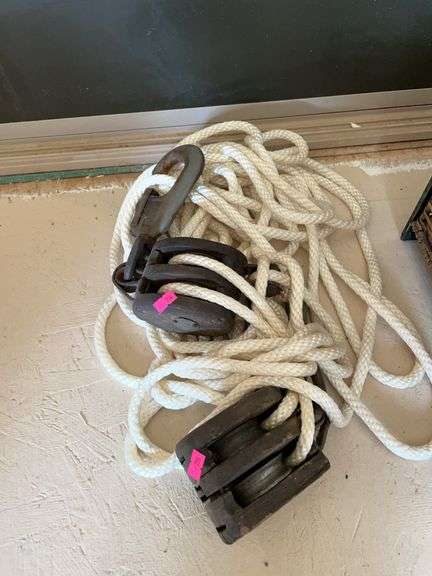 Block and tackle pulleys. image