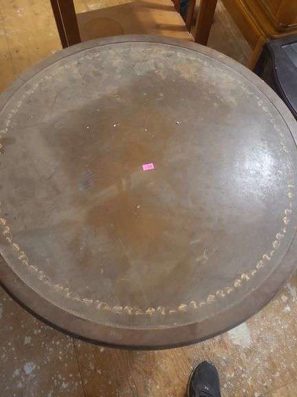 round wooden antique table image