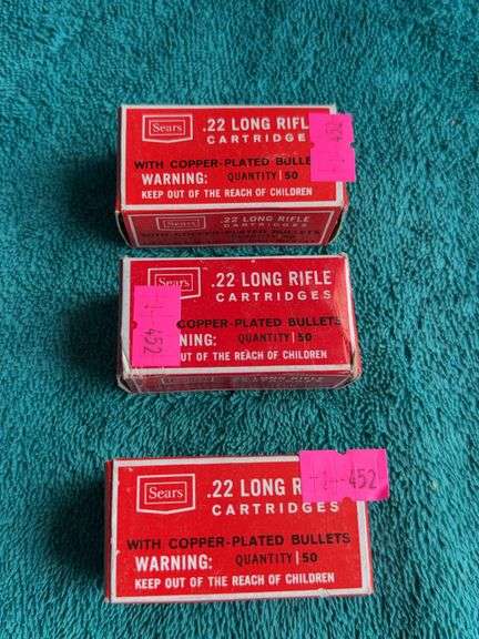 3 boxes Sears .22 long Rifle Copper Plated bullets image