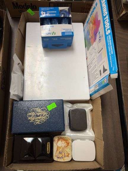 Box of paint supplies image