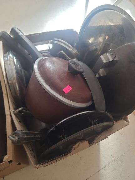 3 boxes of pots and pans image