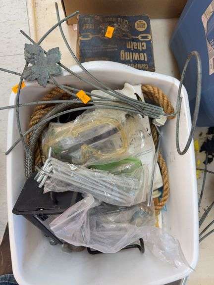 Cambell towing chain, tent stakes, rolled image