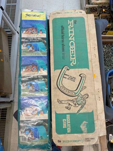 Shehahut and horseshoe stakes. Horseshoes not included image