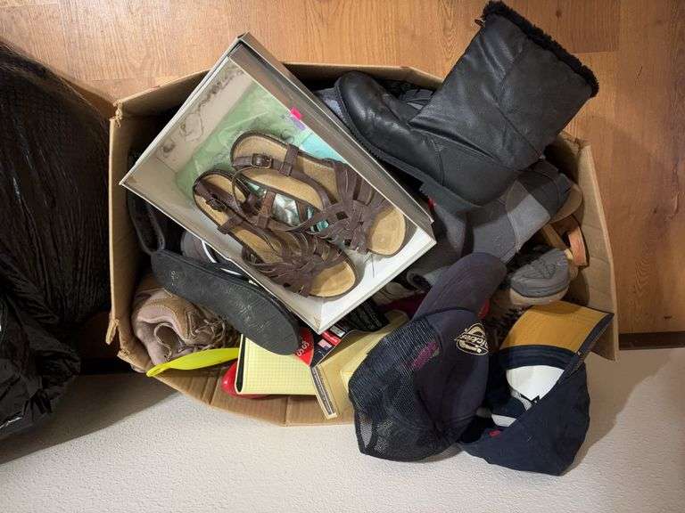 Box of shoes and hats image