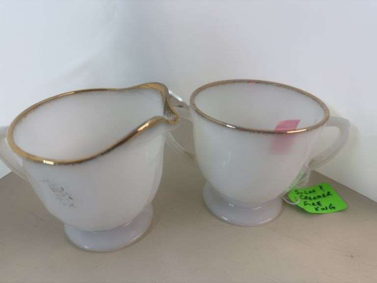 Fire King sugar & creamer cups image