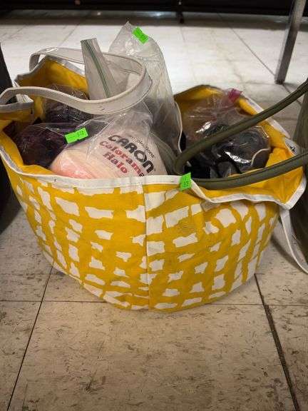 Yellow bag of yarn image