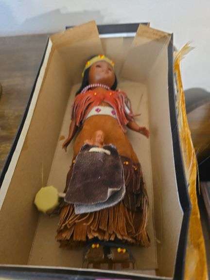 Native American Doll w/ Child and Drum image