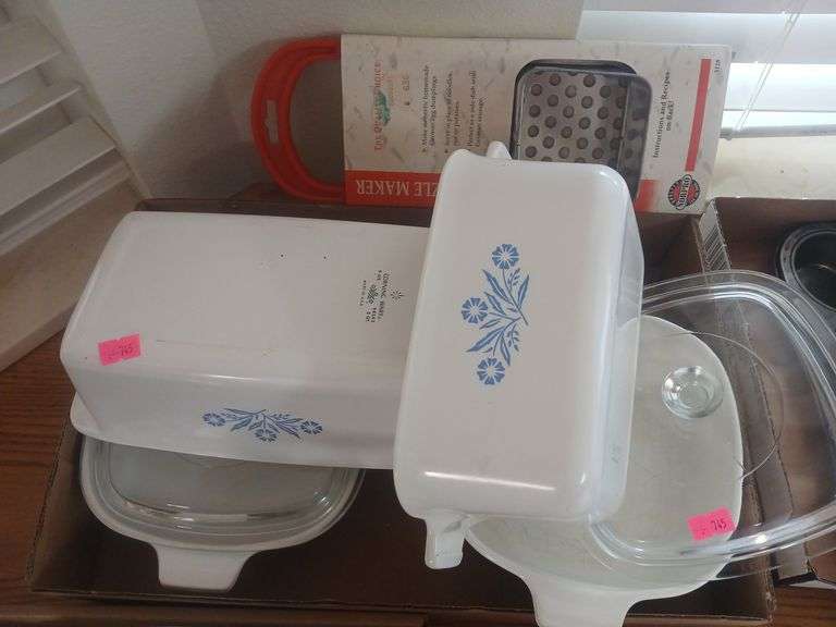 Corningware glass , spaetzle maker. image