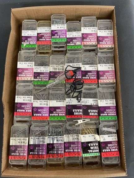 48 small boxes of nails and an electrical tester image