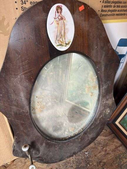 Vintage wood  wall mirror image