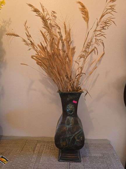 Tin Vase w/ Fake Foliage image