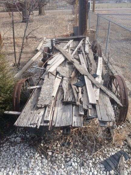 Vintage wooden wagon yard decor image